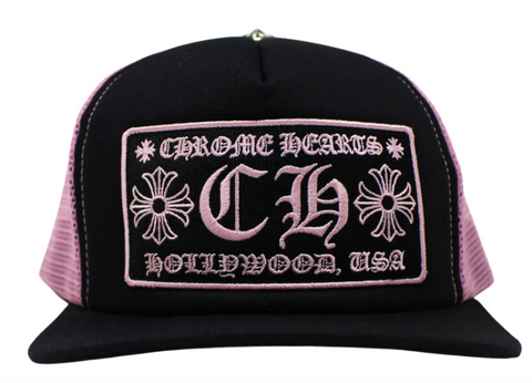 Chrome Hearts CH Hollywood Trucker Hat Black/Pink