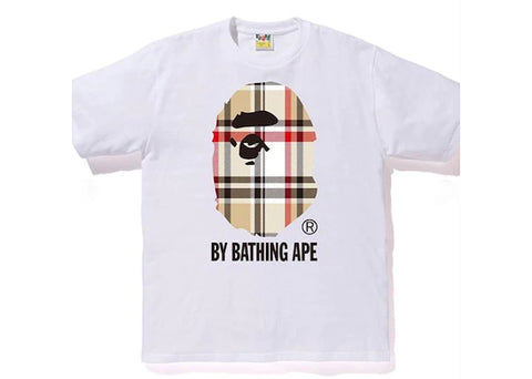 BAPE A Bathing Ape Check by Bathing Tee White/Beige