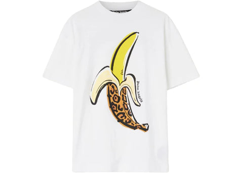 Palm Angels Leopard Banana Classic T-Shirt White/Yellow