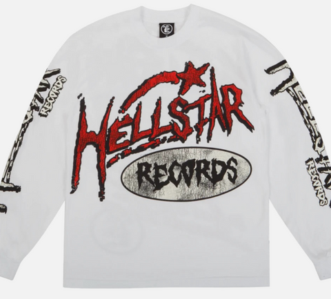 Hellstar Studios Records Long Sleeve Tee Shirt White